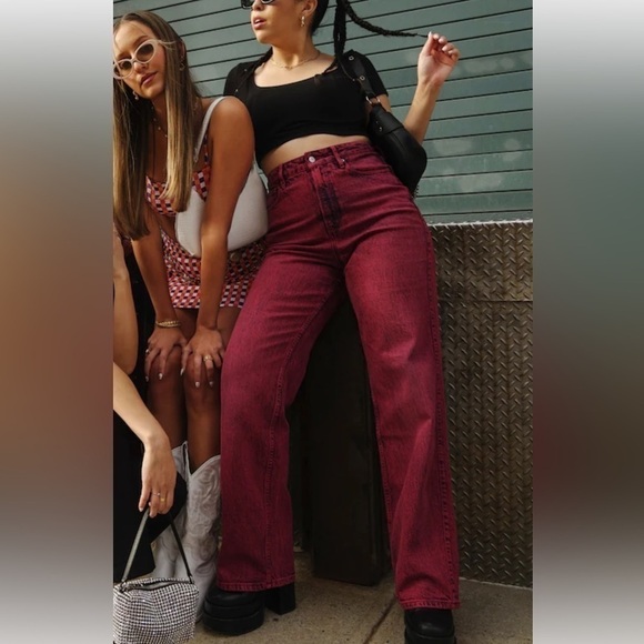 SOCIAL TOURIST Hollister HIGHEST RISE PINK OVERDYE BAGGY JEANS 5R sz 27 - Picture 8 of 8